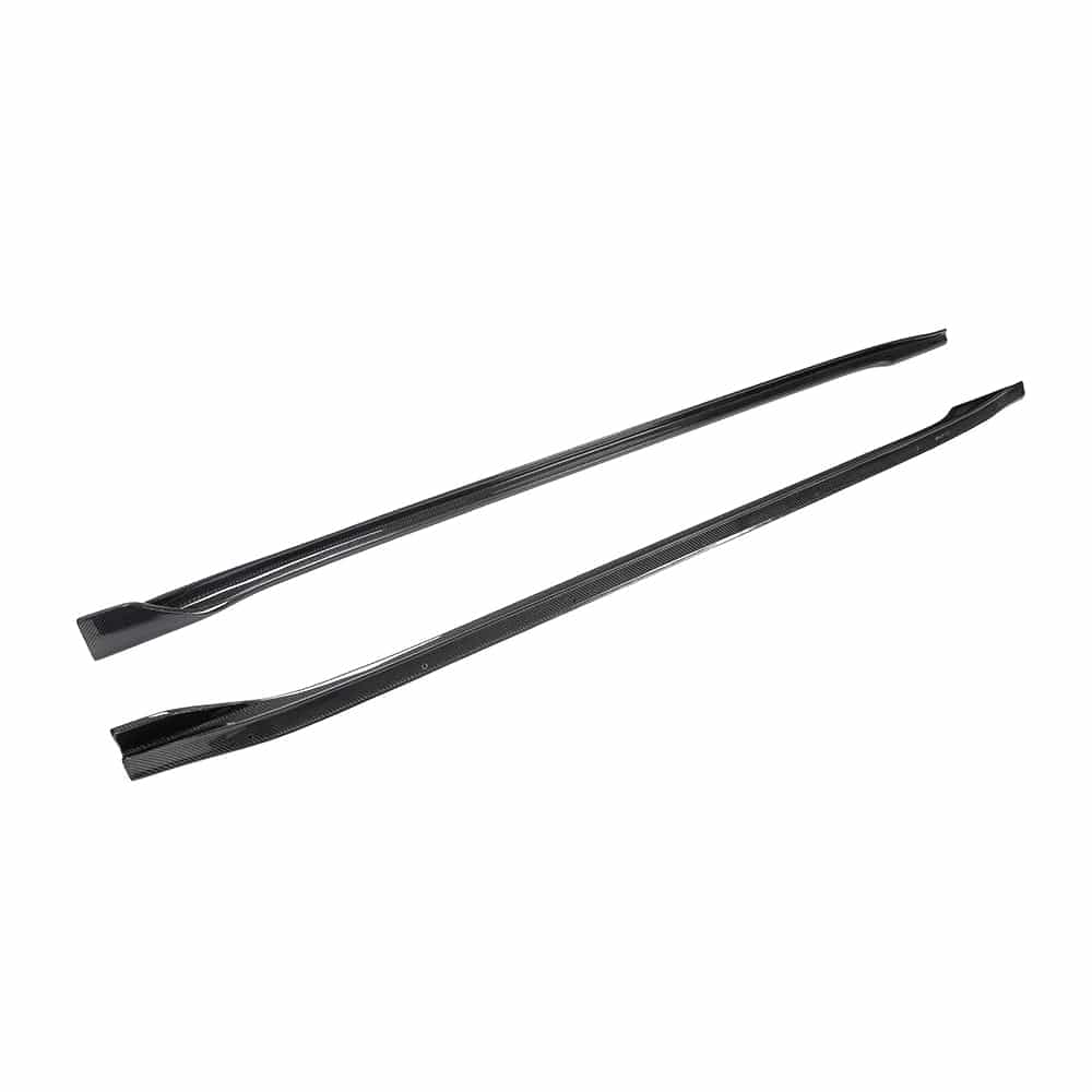 Tesla Model 3 2017-2023 carbon fiber side skirts by CT Carbon, showcasing sleek, lightweight automotive styling accessories.