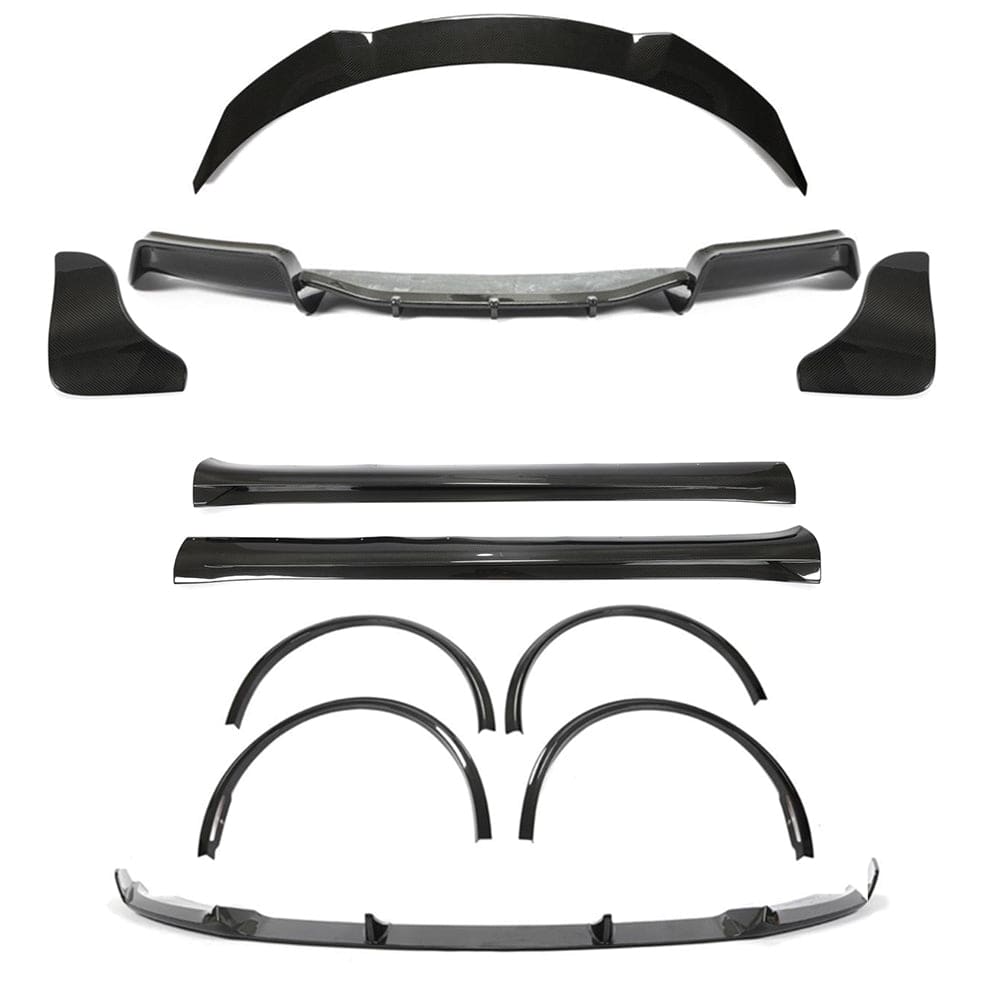 Tesla Model Y MK1 2020-2025 carbon fibre full kit by CT Carbon, showing the sleek carbon fibre exterior components and detailing.