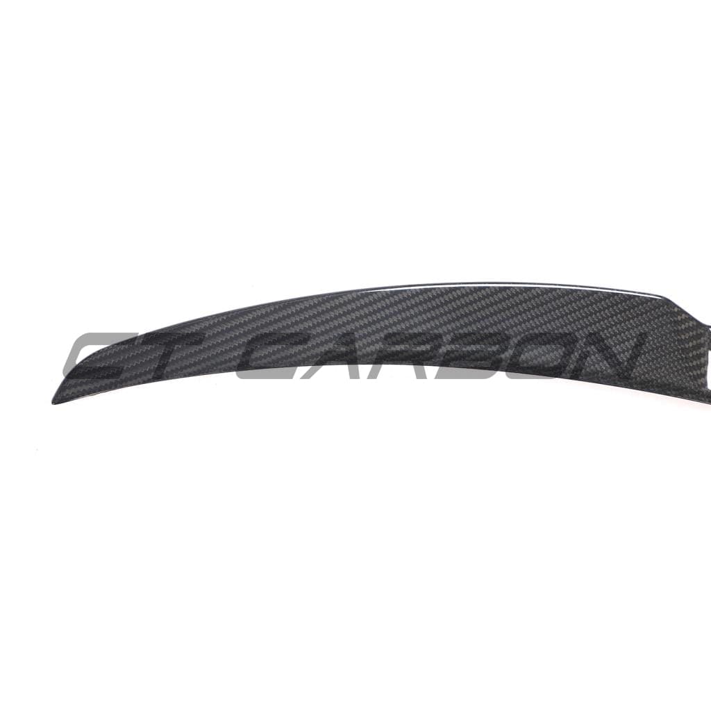 Tesla Model Y MK1 2020-2025 carbon fibre spoiler by CT Carbon, showcasing the sleek, aerodynamic V1 spoiler design.