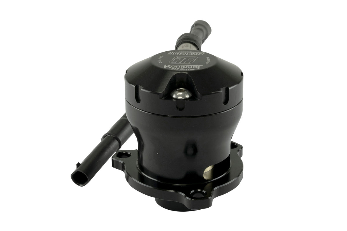 Turbosmart Kompact EM BOV VR11 dual port venting valve installed on a BMW M2 (F87) engine with visible components and fittings