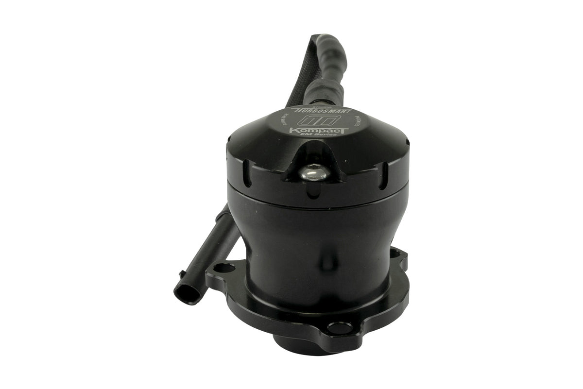 Turbosmart BMW M2 F87 Kompact EM plumb back diverter valve VR11 installed on engine, showing front view of the turbo valve