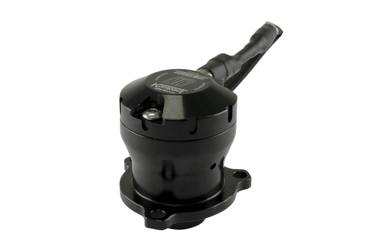 Turbosmart BMW M2 F87 Kompact EM Plumb Back Diverter Valve VR11 attached to engine with black and silver components.