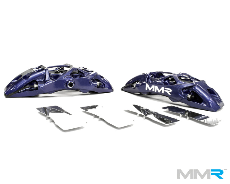 MMX Performance forged monoblock big brake kit for BMW F2x and F3x models, featuring large brake calipers and rotors.