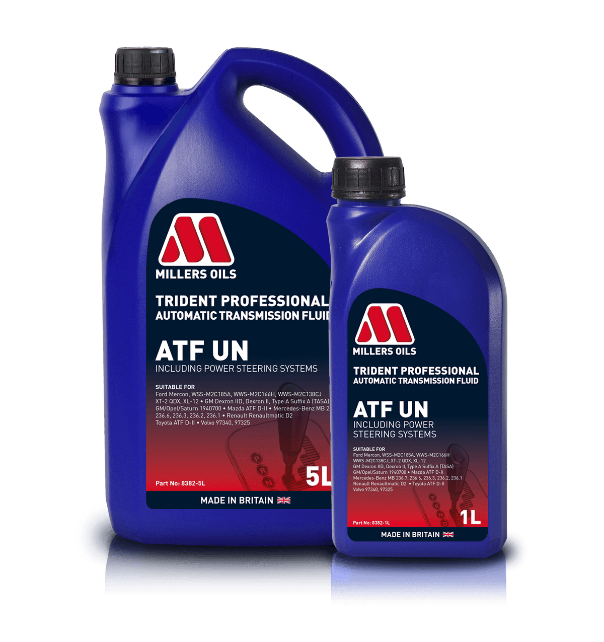 Millers Oils Trident Professional ATF UN gearbox fluid bottle, showing the labeled container for automotive transmission use.
