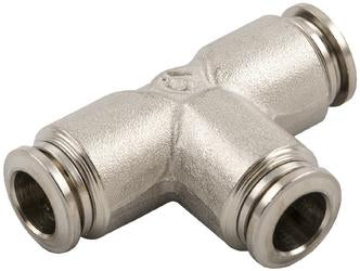 Nineteen72 Performance air ride union tee connector fitting for automotive air suspension systems, shown in full view.