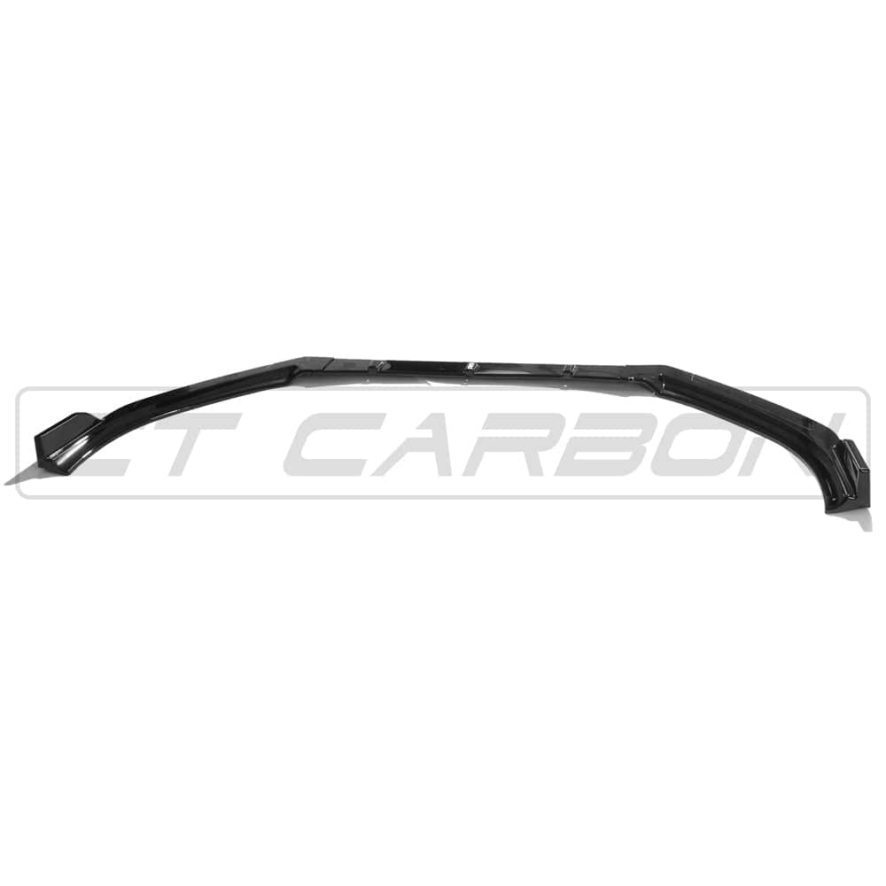 CT Carbon Volkswagen Golf R20 MK6 2009-2013 gloss black splitter installed on front bumper, enhancing sporty appearance.