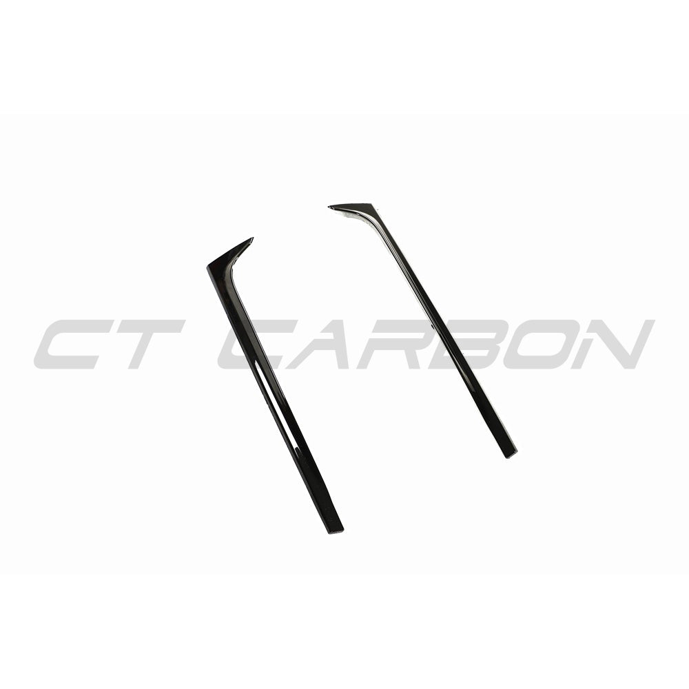 Volkswagen Polo MK5 gloss black rear window trim accessory by CT Carbon, close-up view of sleek black car detailing.