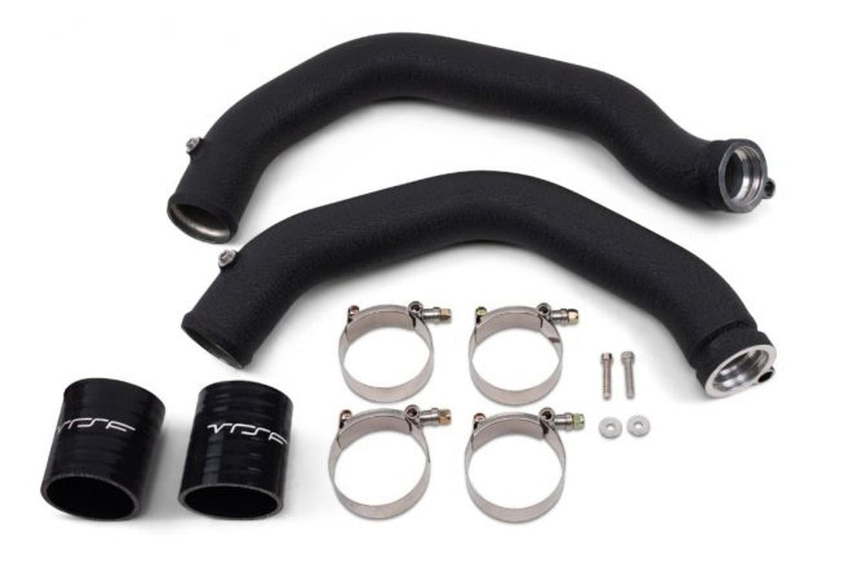 VRSF Charge Pipe Upgrade Kit for S55 F87 M2 Competition, F80 M3, and F82 M4 showing hoses and connectors.