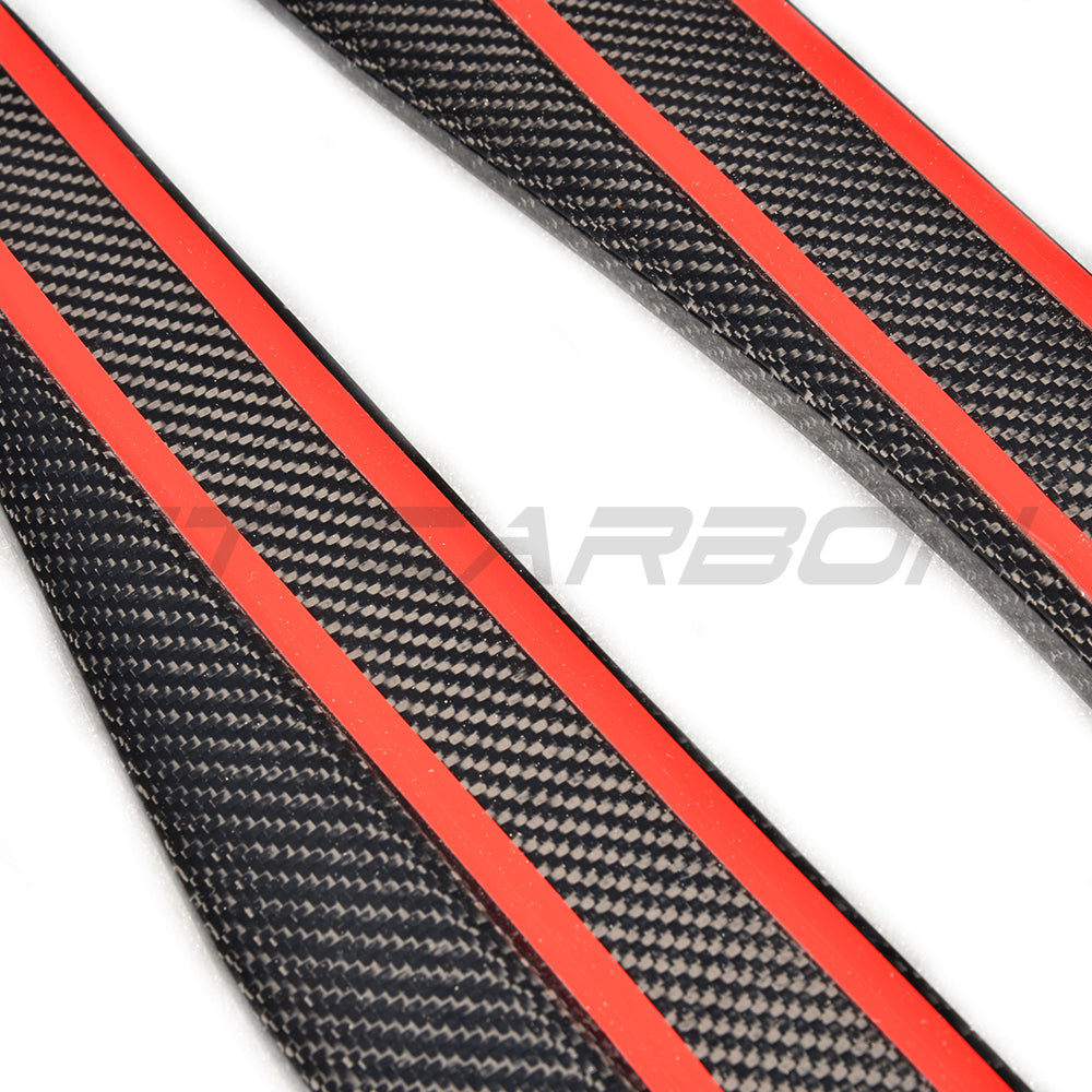 Carbon fibre side skirts for VW Golf GTD/GTI MK7 and 7.5 models, sleek automotive enhancement by CT Carbon.