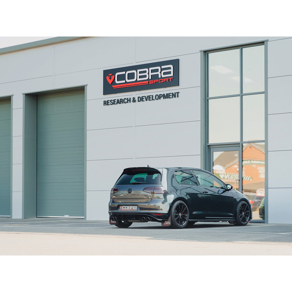 Cobra Sport VW Golf GTI Mk7 2.0 TSI turbo back exhaust with quad exit, R style performance exhaust system installed on car