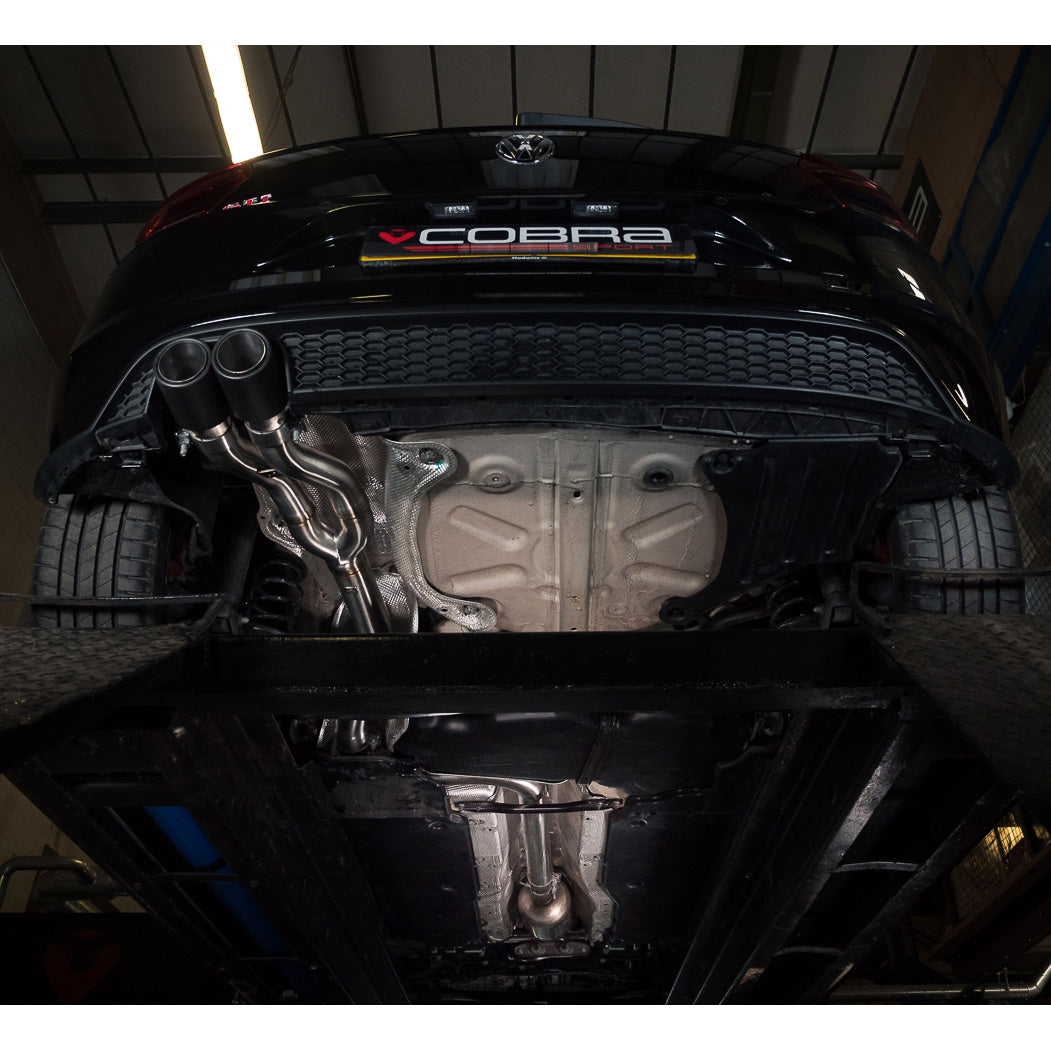Cobra Sport VW Polo GTI Mk6 2.0 TSI rear GPF back exhaust system with race delete for enhanced performance and sporty sound.