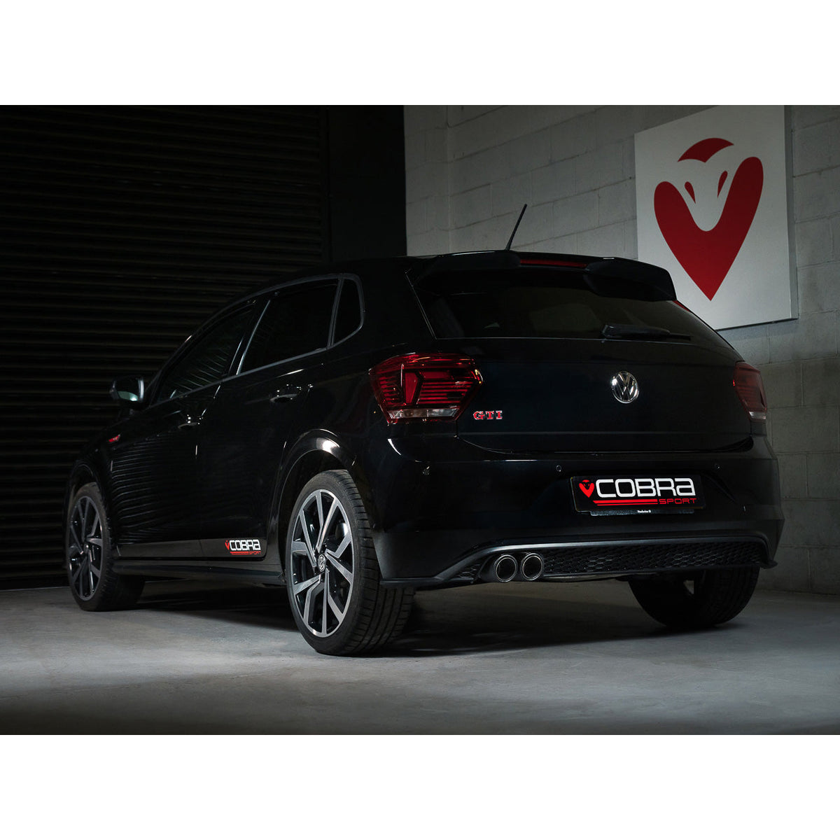 Cobra Sport VW Polo GTI Mk6 2.0 TSI rear box delete GPF back performance exhaust on a white vehicle.