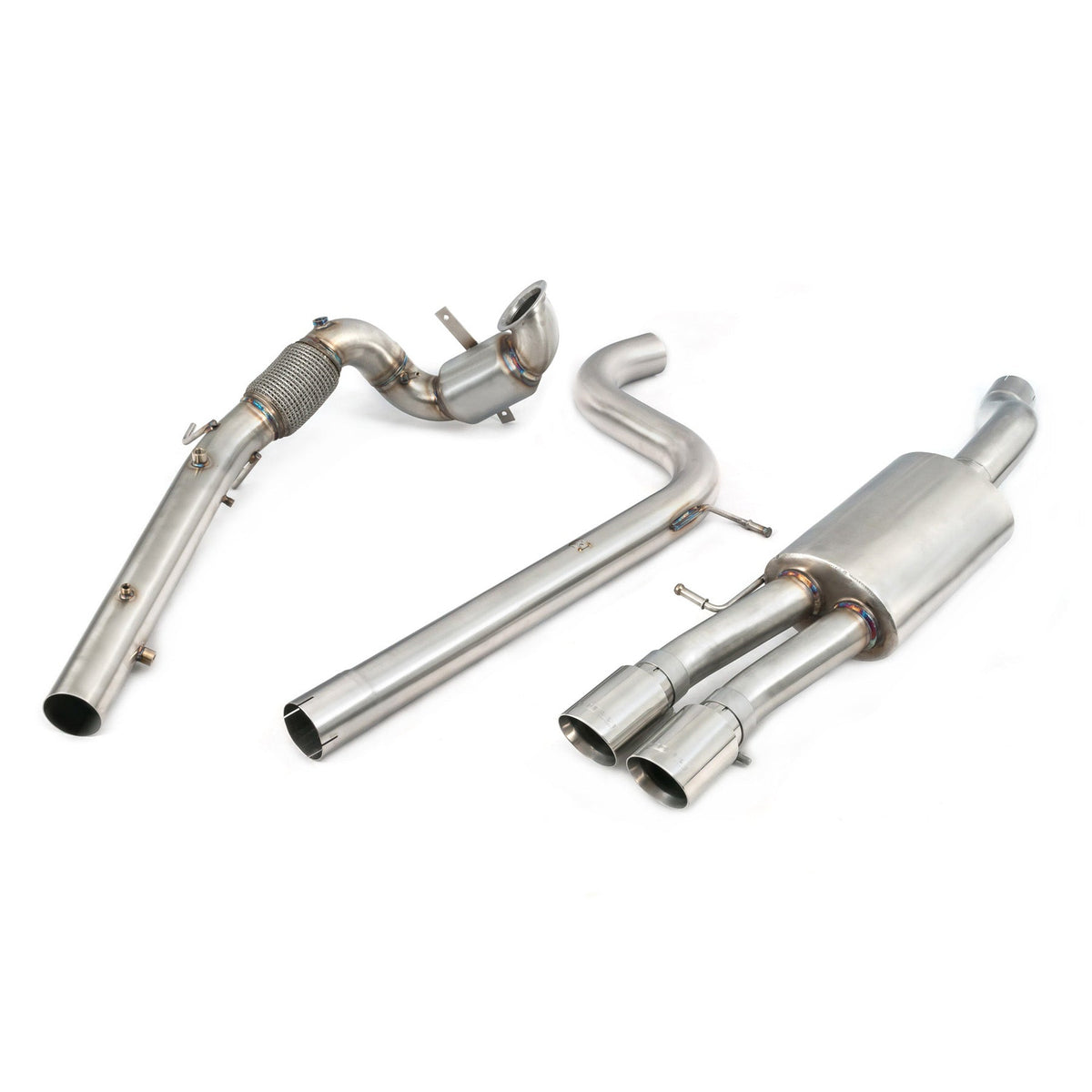 Cobra Sport VW Polo GTI Mk6 2.0 TSI turbo back performance exhaust with sporty black finish and dual tailpipes.