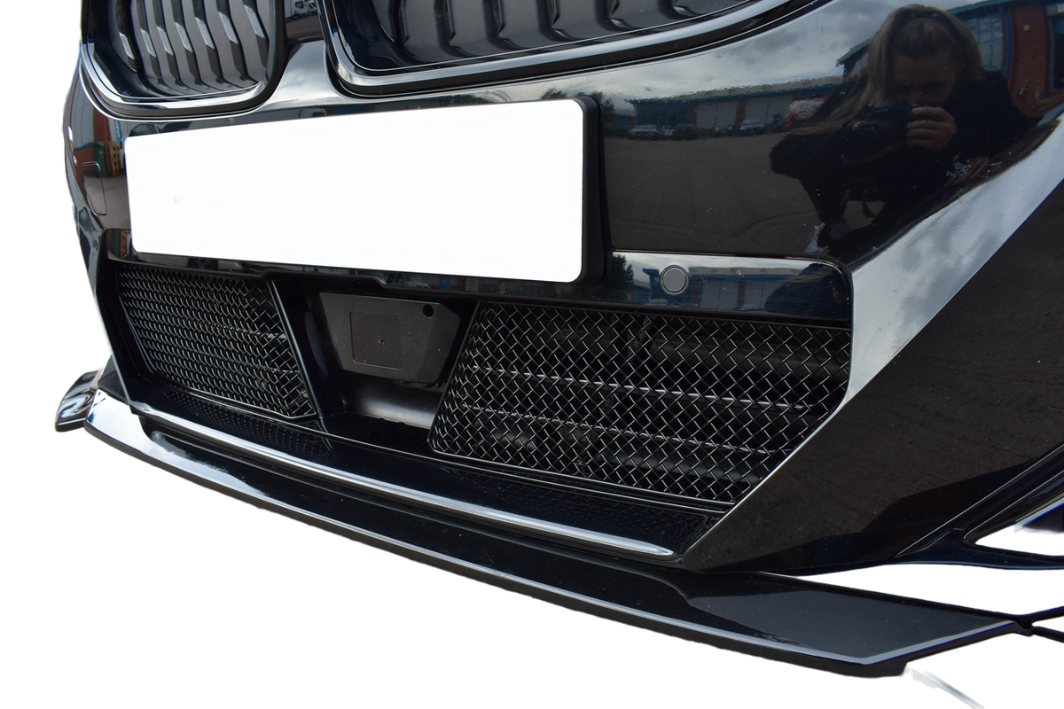 ZunSport BMW G42 M240i front grille set with black mesh and chrome accents, designed for a sleek, sporty look.