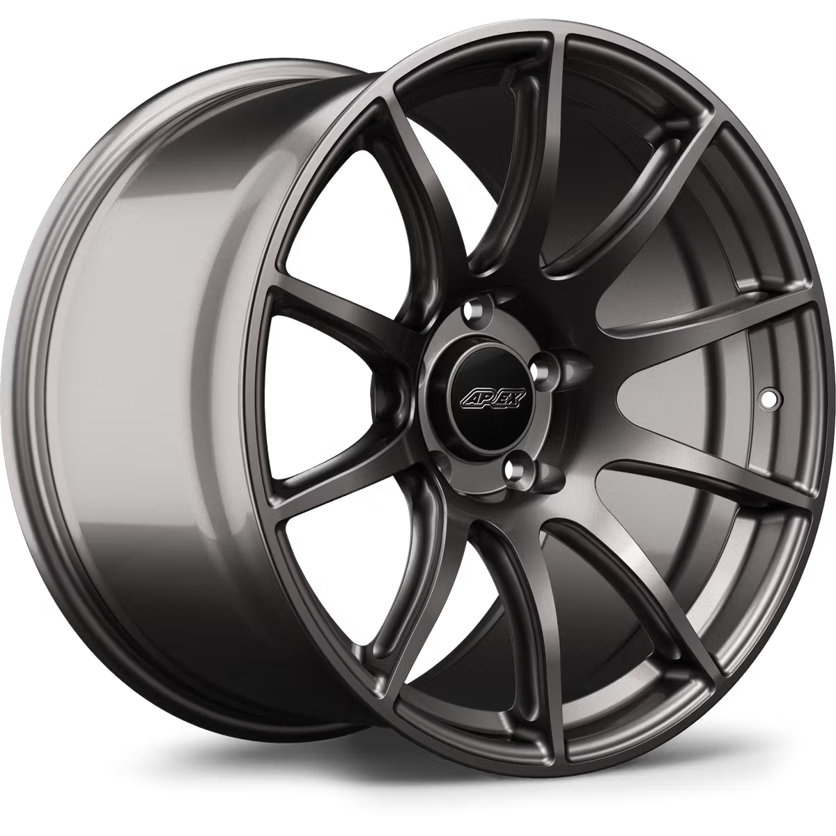 Apex SM-10 flow-formed alloy wheels with a sleek, modern design, showcasing their lightweight construction and high-quality finish.