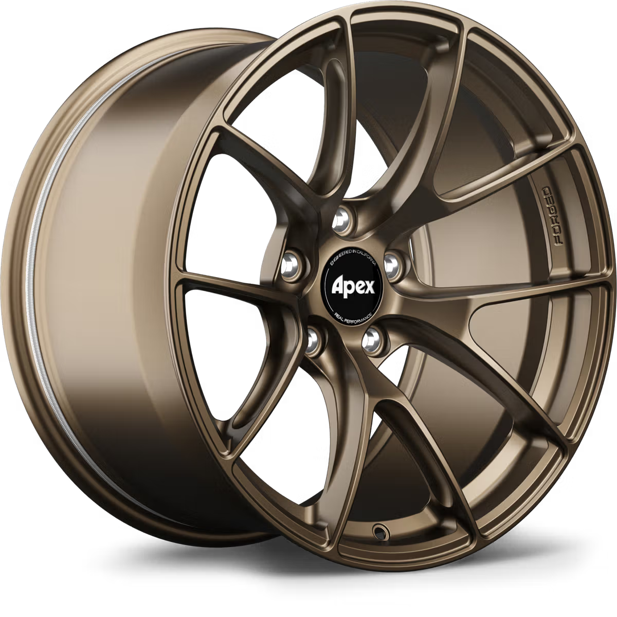 Apex VS-5RS forged alloy wheels with a sleek multi-spoke design, polished finish, and sporty appearance for performance vehicles.