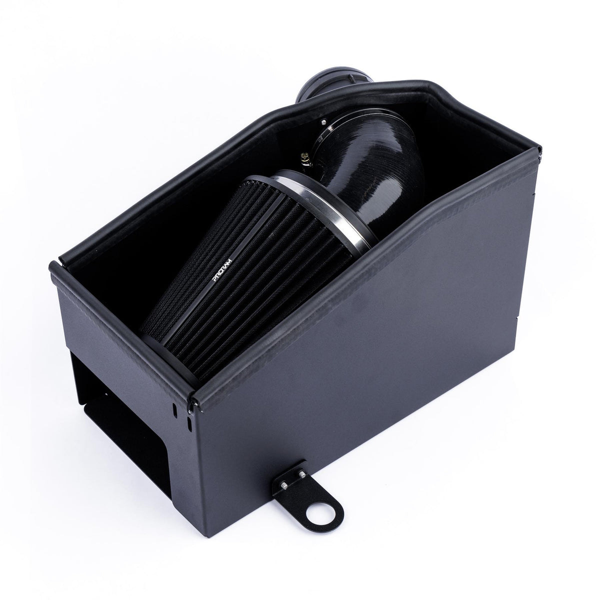 Ramair ProRam cone air filter induction kit installed in Audi RS3 8V TTRS 2.5 TFSI engine for improved airflow and performance.