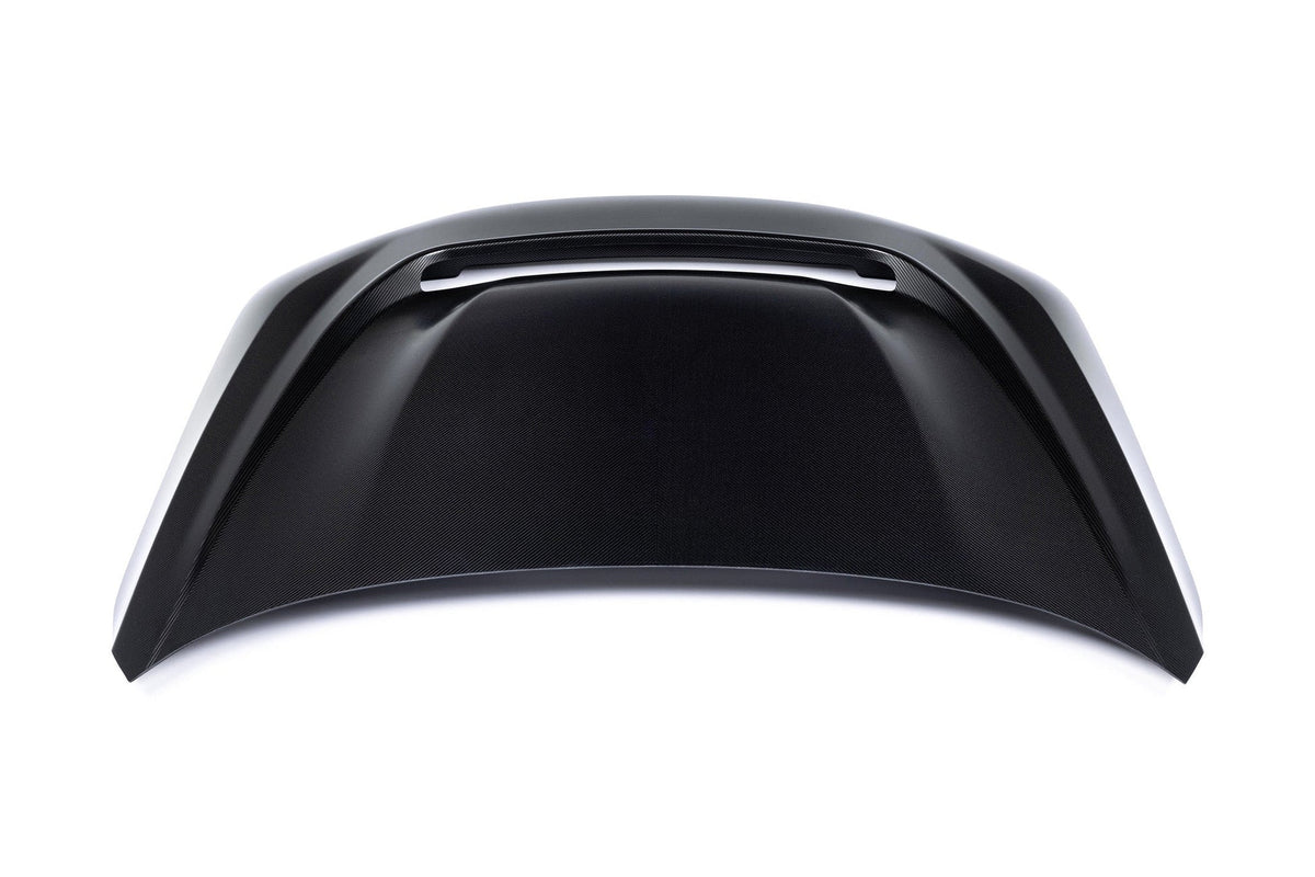 AlphaN carbon vented bonnet for BMW M2 G87, showcasing lightweight construction and aerodynamic design.
