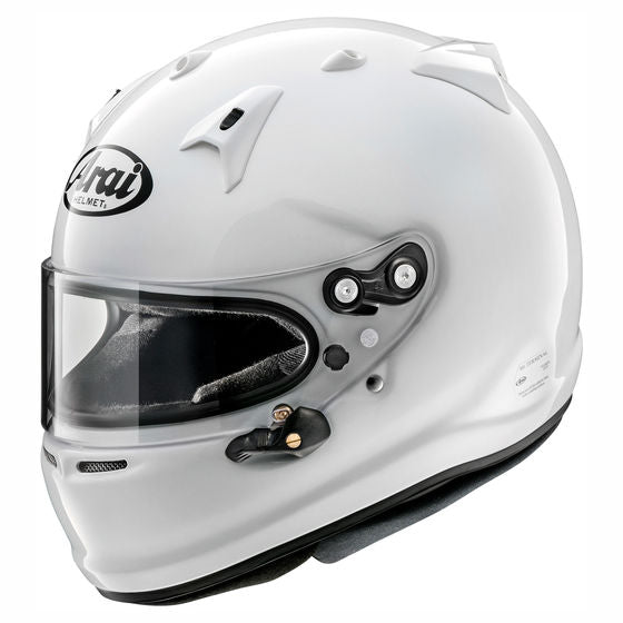 Arai GP-7 FRP racing helmet with FIA 8859-2015 certification, featuring sleek design and aerodynamic shape from Arai Helmets.