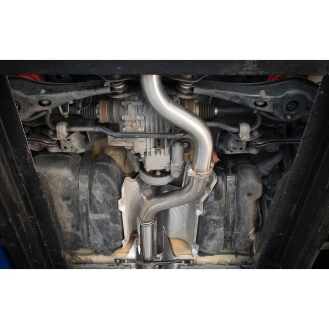Cobra Sport turbo back performance exhaust for Audi S3 8V saloon, featuring valved design and polished metal finish.