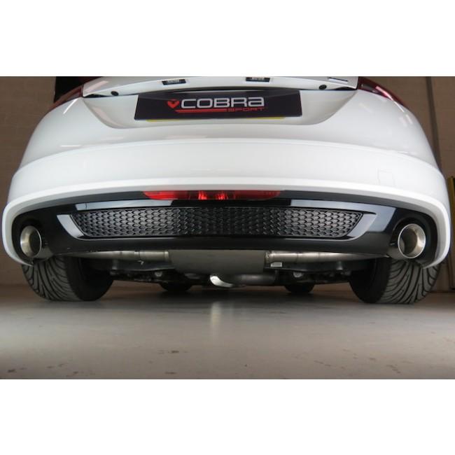 Cobra Sport Audi TT Quattro 2012-14 2.0 TFSI cat-back performance exhaust system installed on a silver Audi TT.