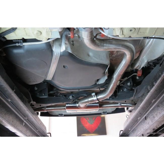 Cobra Sport Audi TT Mk2 1.8/2.0 TFSI cat-back performance exhaust system installed on a silver Audi TT.