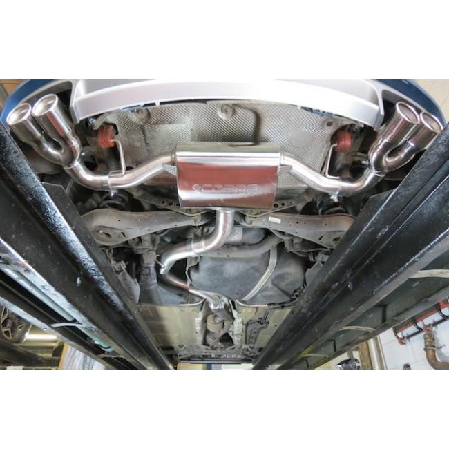 Cobra Sport Audi TT Mk2 1.8/2.0 TFSI cat back performance exhaust system installed on a sporty Audi TT model.