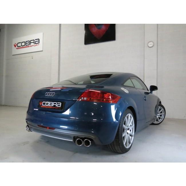 Cobra Sport Audi TT Mk2 1.8/2.0 TFSI cat back performance exhaust installed on a white Audi TT.