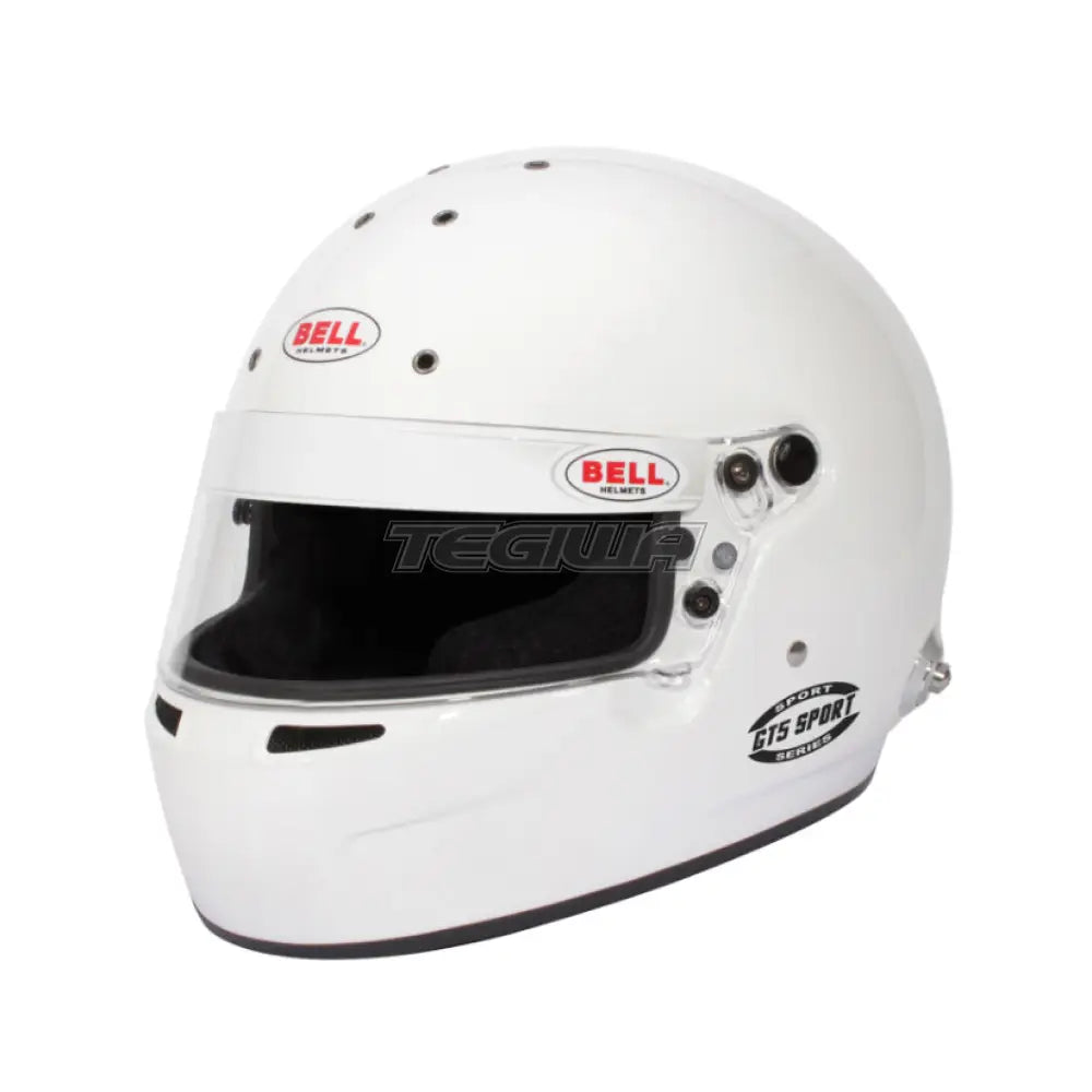 Bell Full Face GT5 Sport Helmet in white with FIA8859-2015 certification and Hans posts, designed for racing safety.