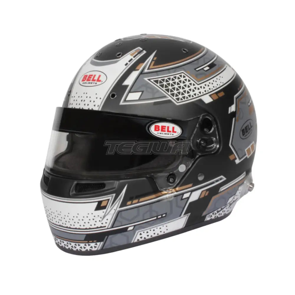 Bell Full Face RS7 Pro Helmet in Stamina Grey with HANS device, FIA8859/SA2020 certified racing helmet for motorsport safety