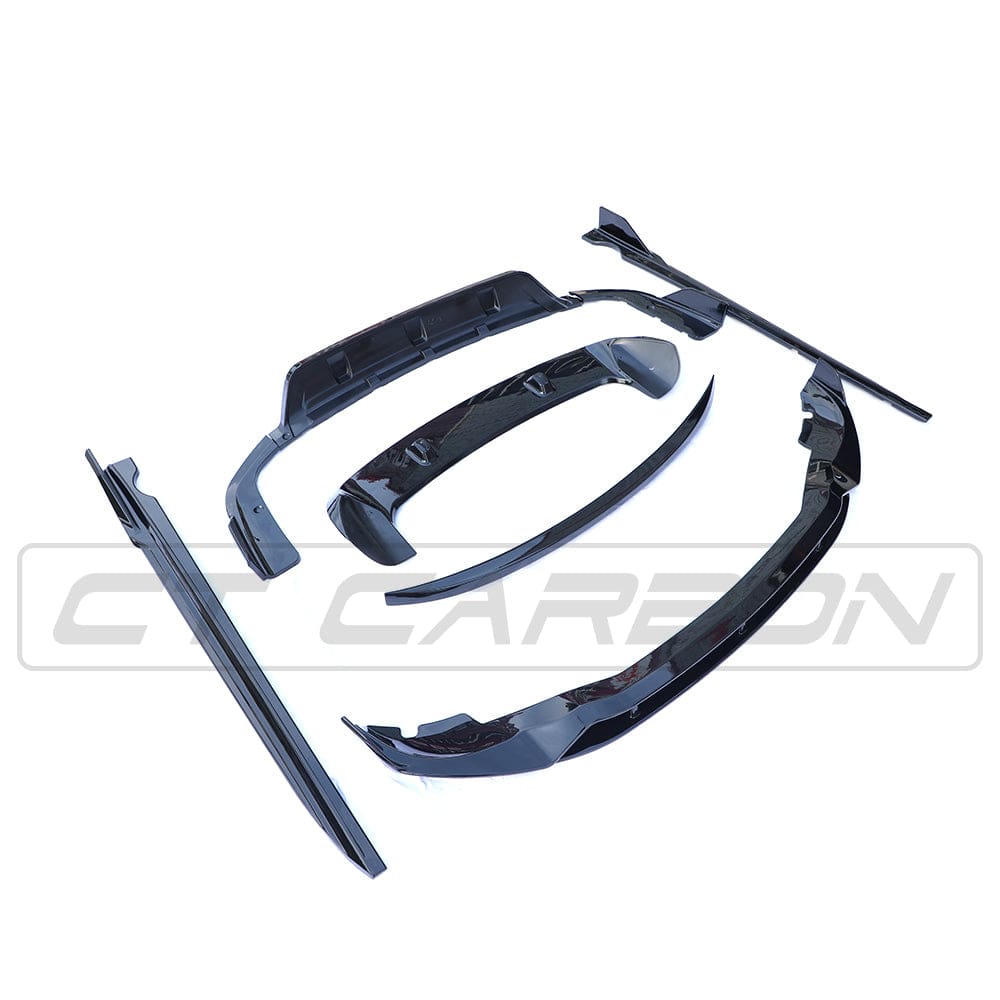 BMW G05 X5 2018-2023 CT Carbon full black plastic kit, includes various panels and parts for a complete upgrade.