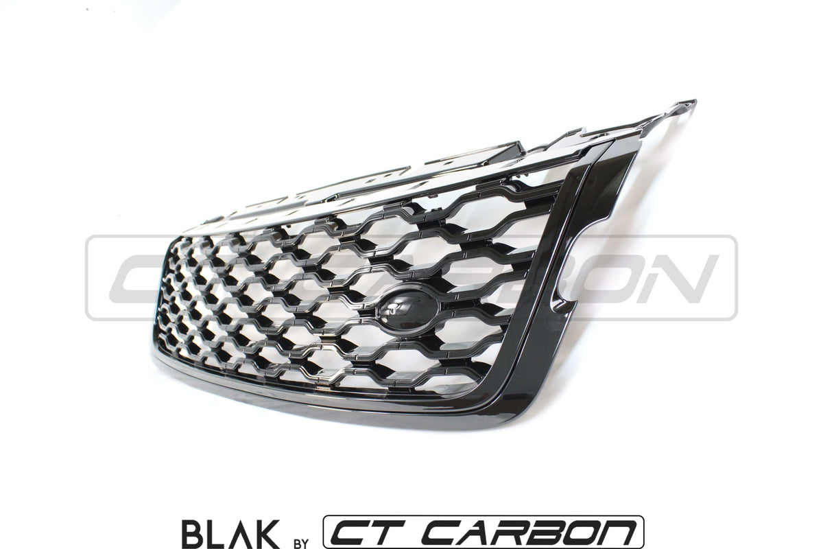 Full black edition Range Rover Velar trim kit by CT Carbon, featuring sleek black accents for 2017+ models.