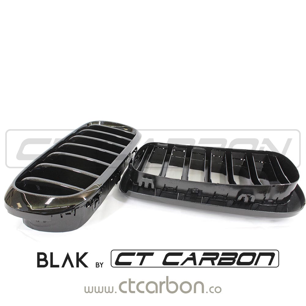 Black single slat grille for BMW F15 F16 X5 X6 by CT Carbon, showcasing the sleek design and high-quality finish.