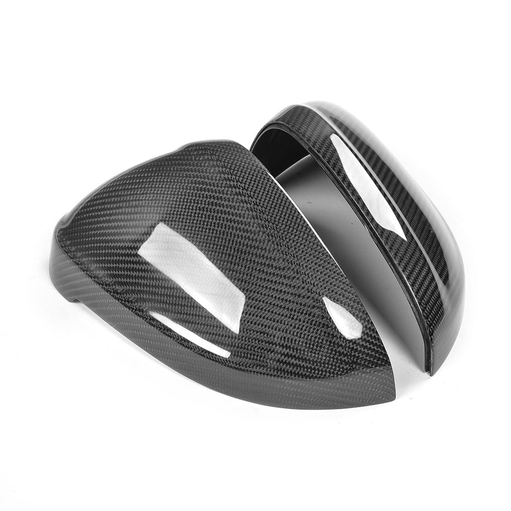 Black carbon fiber side mirrors for Audi A4, S4, A5, S5 B9 (2016+) by CT Carbon, sleek car accessories.