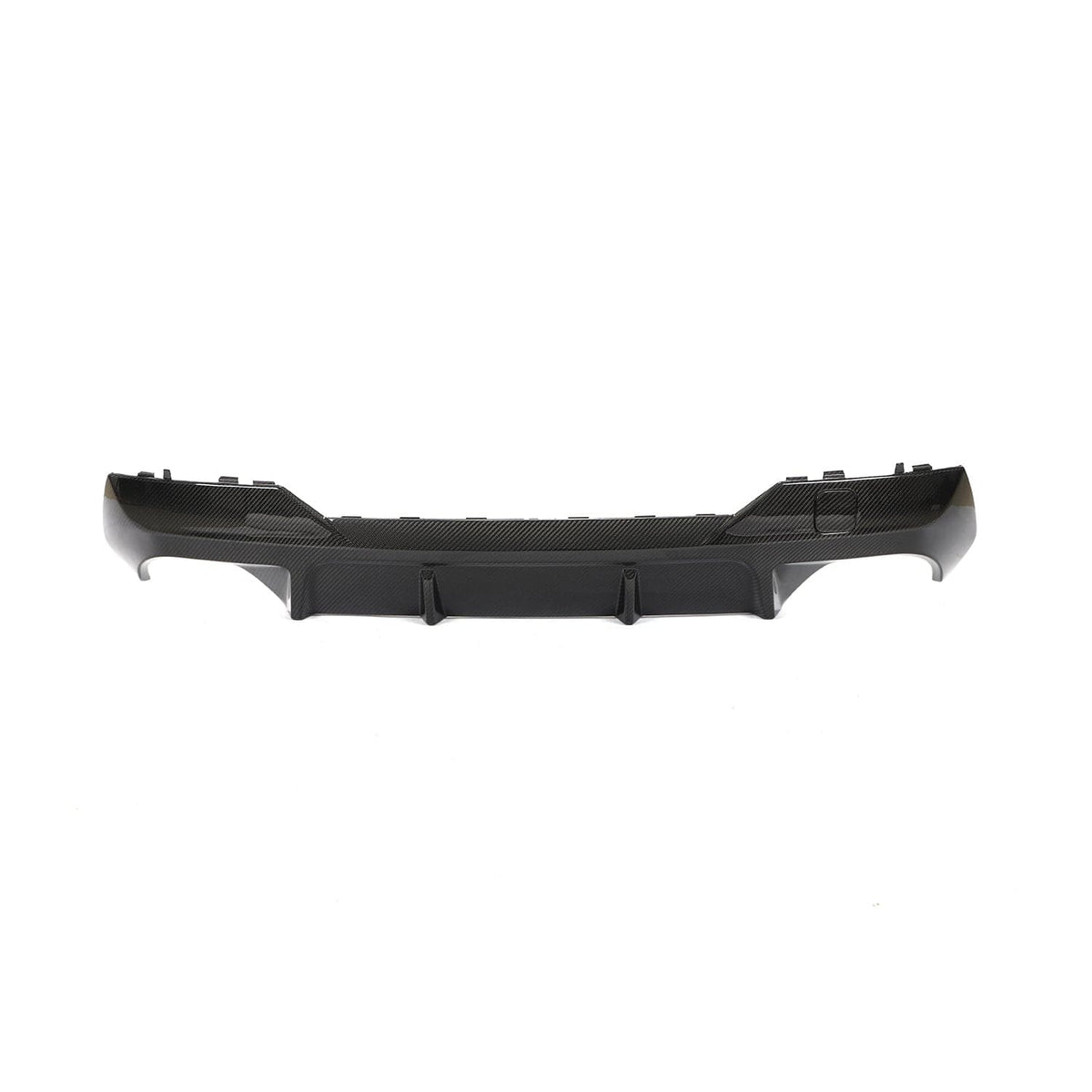 Black carbon fiber diffuser for BMW G22 G23 4 Series 2020-2024, designed by CT Carbon, showcases sleek, aerodynamic styling.