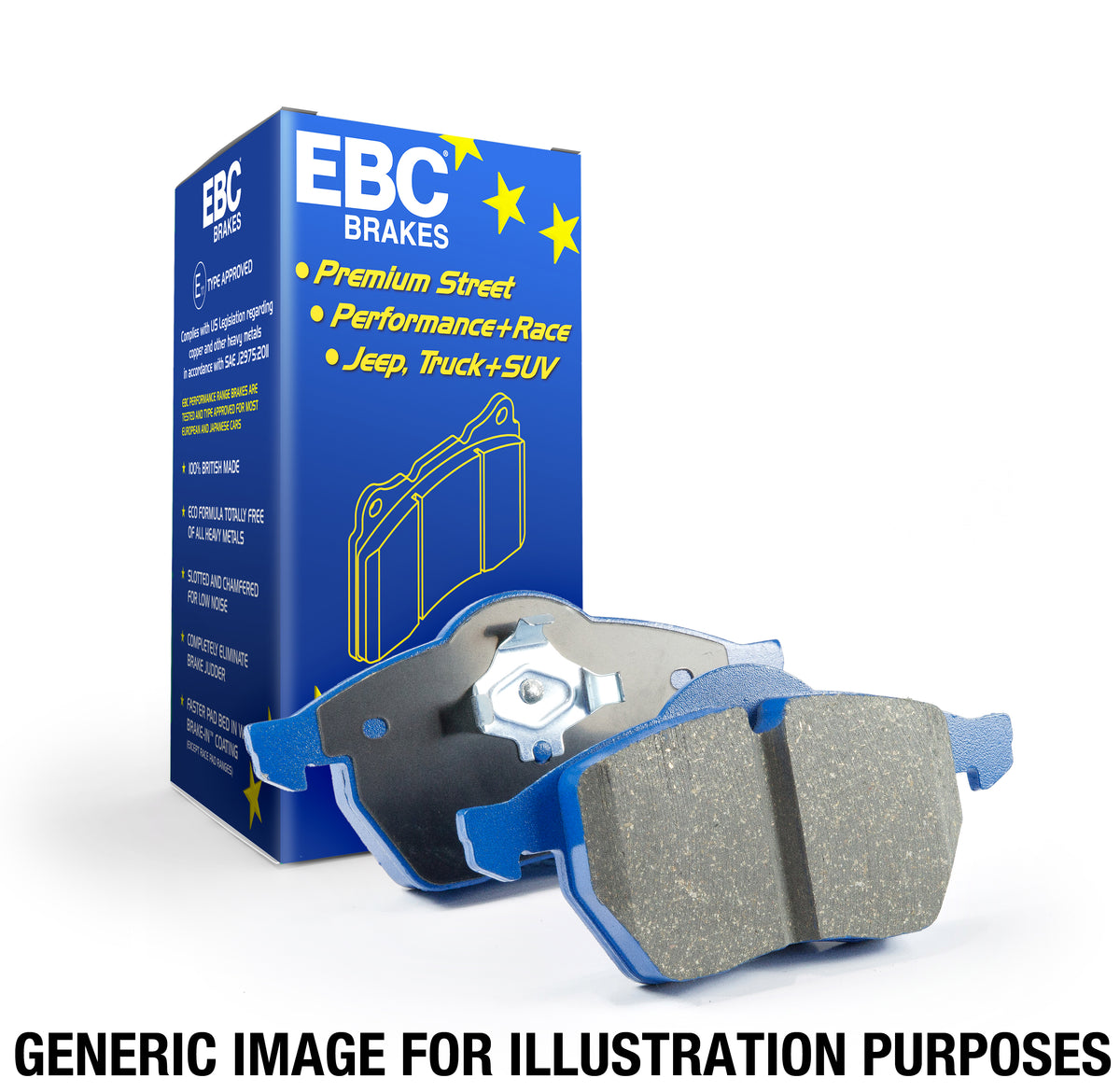 EBC Front Bluestuff Brake Pads DP52127NDX with box, designed for Audi, Cupra, Seat, Skoda, VW vehicles.