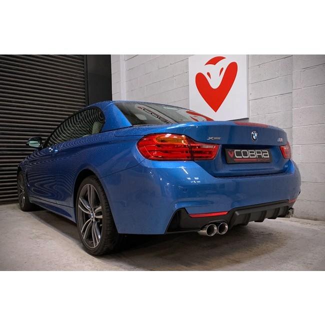 Cobra Sport BMW 430D F32/F33/F36 quad exit M4 style performance exhaust conversion on a convertible BMW 435D F33.
