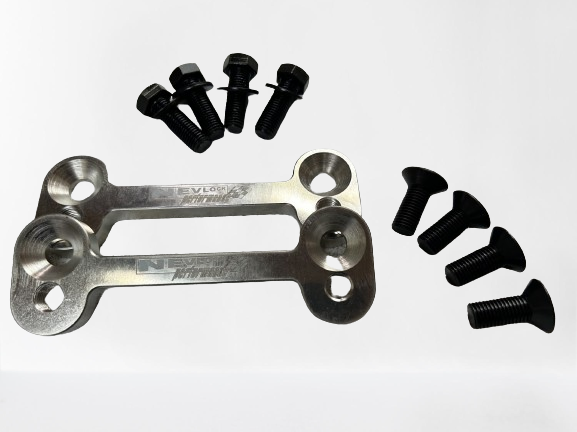 Nevlock supplier photograph of the BMW F-Series 340mm to 380mm front brake adapter brackets and fitting hardware.