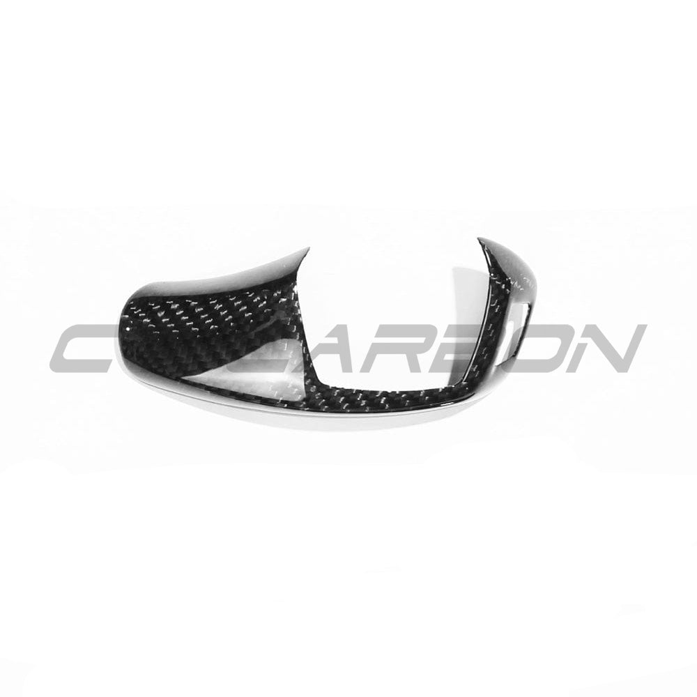 BMW Fxx ZF shifter cover in carbon fiber by CT Carbon, showing a sleek, lightweight accessory for left-hand drive vehicles.