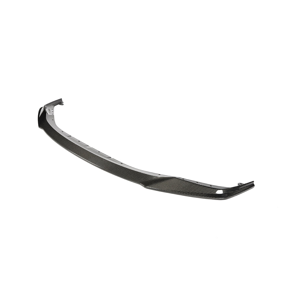 BMW M3 and M4 G80 G81 G82 G83 carbon fiber splitter by CT Carbon, showing sleek, lightweight aerodynamic design.