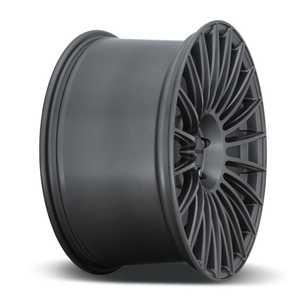 Rotiform BUC staggered wheels in matte anthracite finish, 20x10 inches, showcasing sleek automotive wheel design.