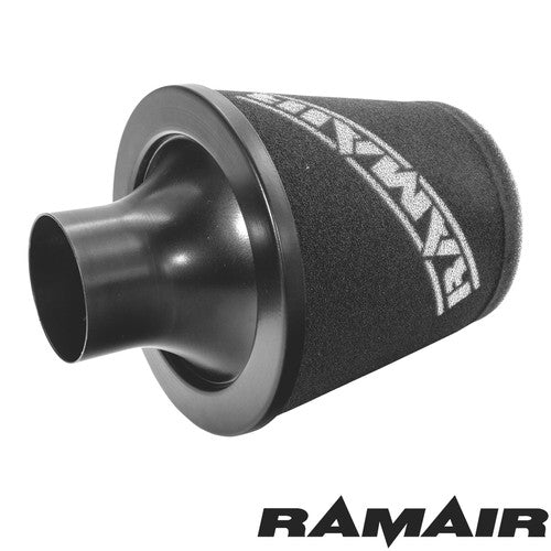 Ramair induction kit installed in a Ford Fiesta MK8 1.0 Ecoboost engine bay, showcasing the air intake components and filter.