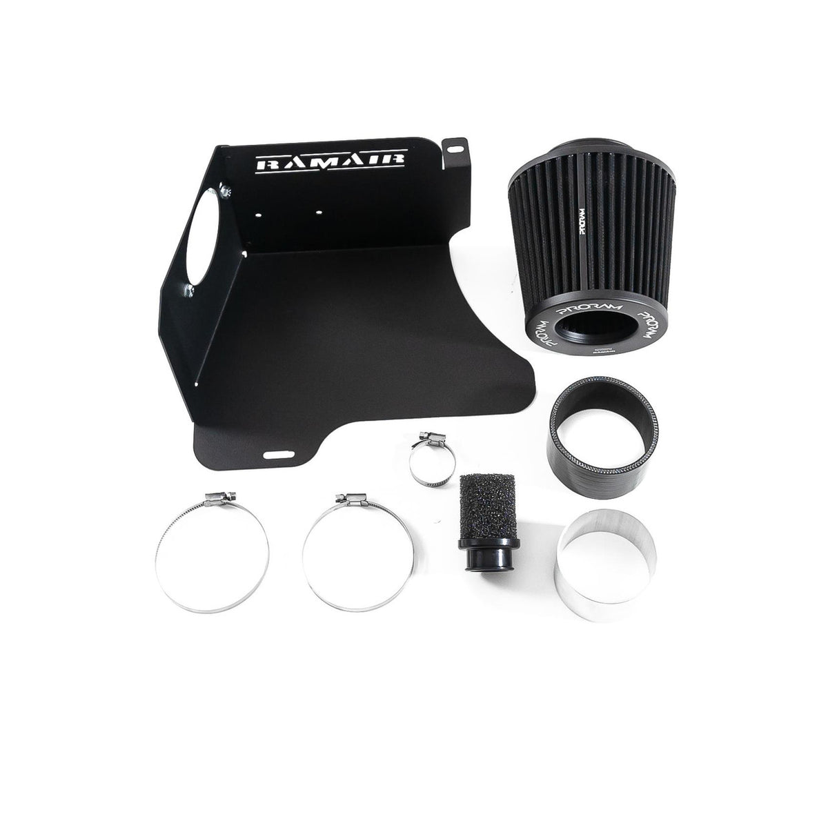 Ramair ProRam performance air induction intake kit installed in a V.A.G 1.8T 20V Golf, Audi, and Seat engine bay.