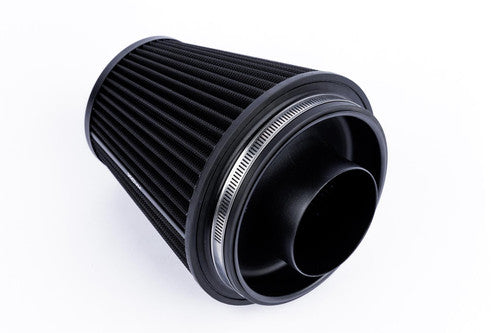 Ramair Proram induction kit with black hoses for VW MK5 R32, featuring stainless steel clamps and high-performance air filters.