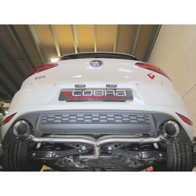 Cobra Sport VW Golf GTD Mk7 2.0 TDI cat back performance exhaust with GTI style design, installed on the vehicle.