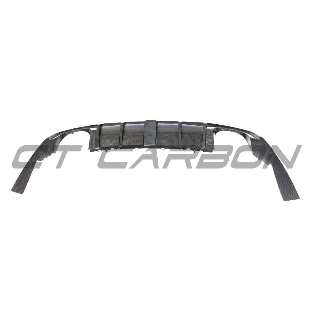 CT Carbon Audi RS3 8V saloon rear carbon diffuser with DTM light, showcasing sleek aerodynamic design and high-quality carbon fiber finish.