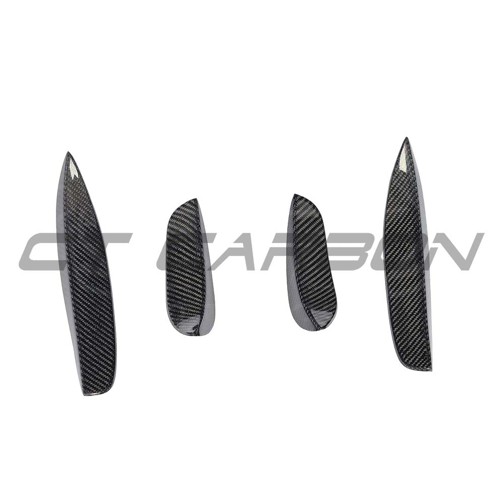 CT Carbon front bumper carbon fibre canards for Mercedes W205 C63 and C63S, automotive accessories with fin design.