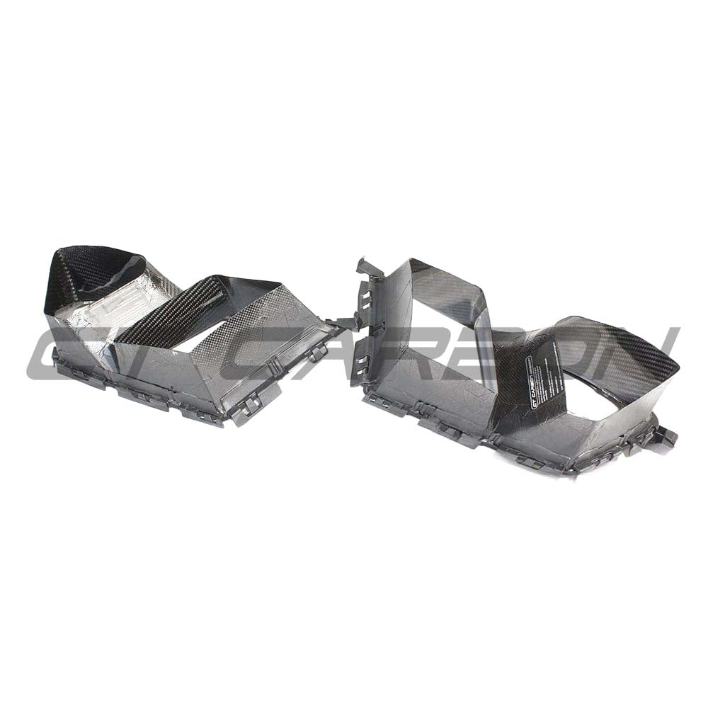 BMW M3 M4 G80 G82 G83 carbon fiber bumper ducts by CT Carbon, showing sleek, lightweight aerodynamic accessory for enhanced performance.