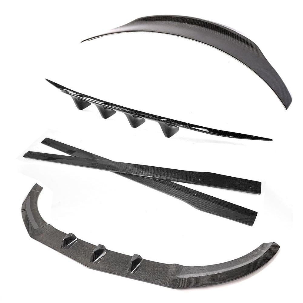 Full carbon fiber kit for Mercedes C-Class C43 W205 coupe by CT Carbon, including front and rear exterior panels.