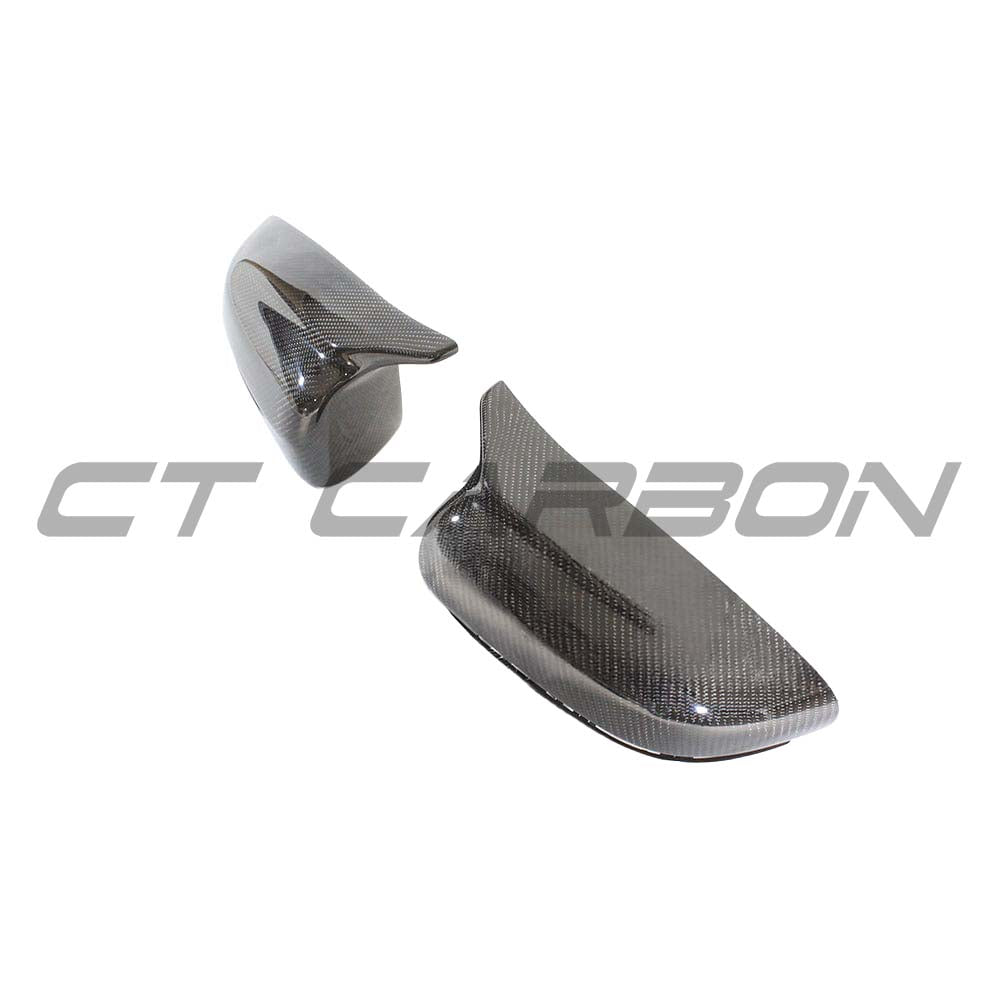 BMW 3, 4, 5 Series G20, G22, G26, G30, G31 carbon fibre side mirror replacements by CT Carbon, right-hand drive only.